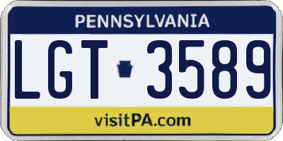 PA license plate LGT3589