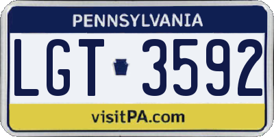 PA license plate LGT3592