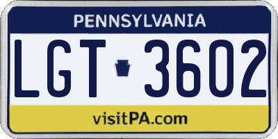PA license plate LGT3602