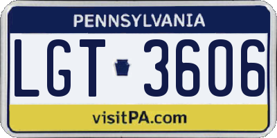 PA license plate LGT3606
