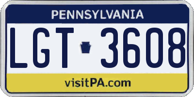PA license plate LGT3608