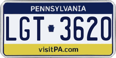 PA license plate LGT3620