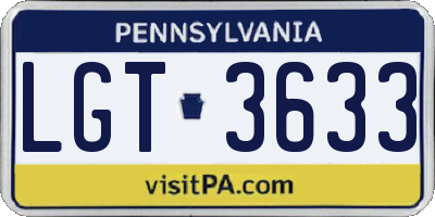 PA license plate LGT3633