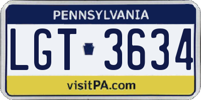 PA license plate LGT3634
