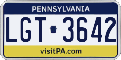 PA license plate LGT3642