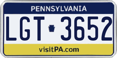 PA license plate LGT3652