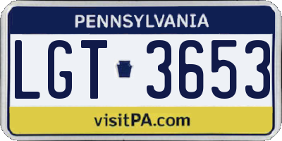 PA license plate LGT3653
