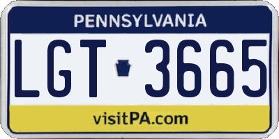 PA license plate LGT3665