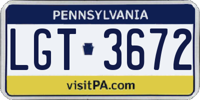 PA license plate LGT3672