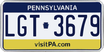 PA license plate LGT3679