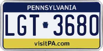 PA license plate LGT3680