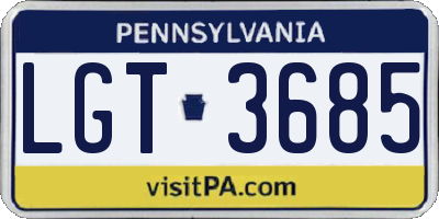 PA license plate LGT3685
