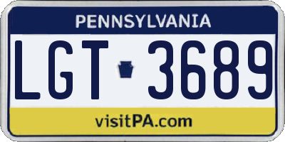 PA license plate LGT3689