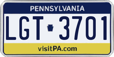PA license plate LGT3701