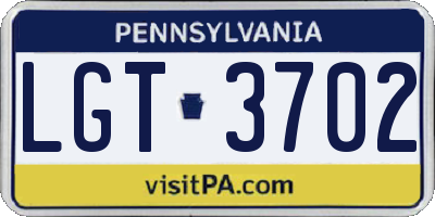 PA license plate LGT3702