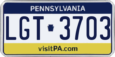 PA license plate LGT3703
