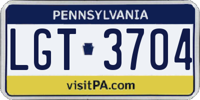 PA license plate LGT3704
