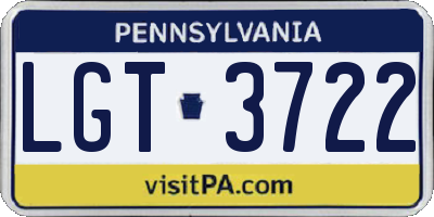 PA license plate LGT3722