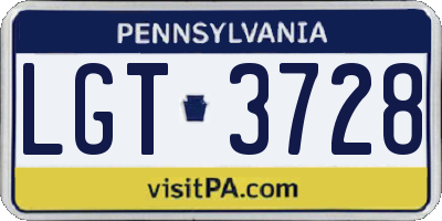 PA license plate LGT3728