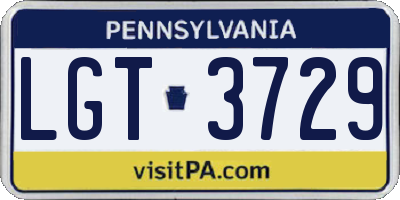 PA license plate LGT3729