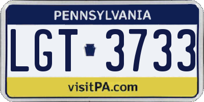 PA license plate LGT3733