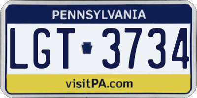 PA license plate LGT3734