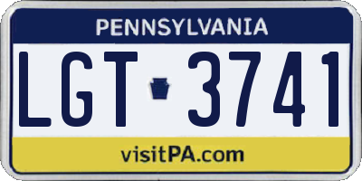 PA license plate LGT3741