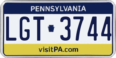 PA license plate LGT3744