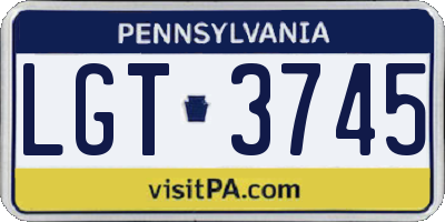 PA license plate LGT3745