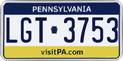 PA license plate LGT3753