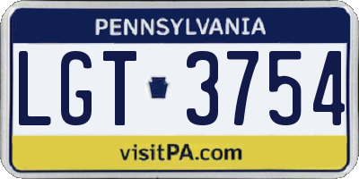 PA license plate LGT3754