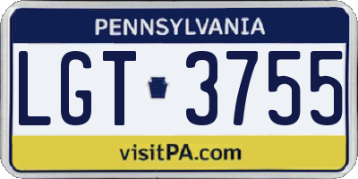 PA license plate LGT3755