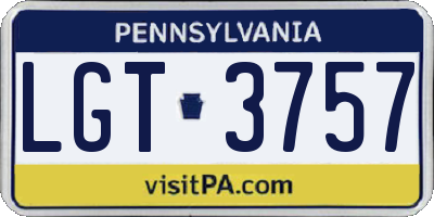 PA license plate LGT3757