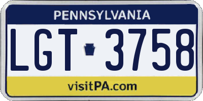 PA license plate LGT3758