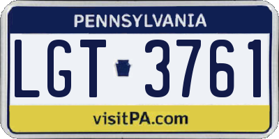 PA license plate LGT3761