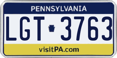 PA license plate LGT3763