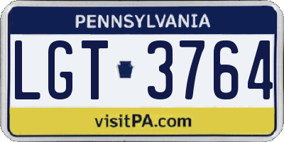 PA license plate LGT3764