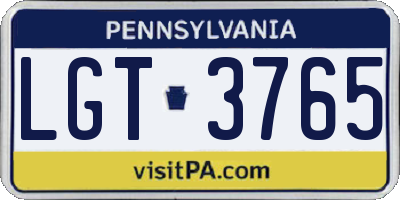 PA license plate LGT3765