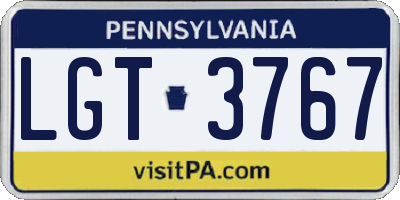 PA license plate LGT3767