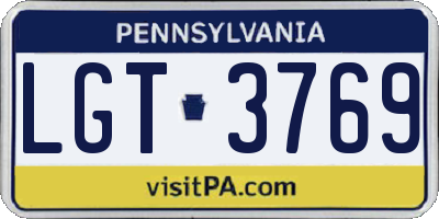 PA license plate LGT3769