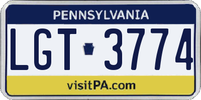 PA license plate LGT3774