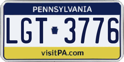 PA license plate LGT3776