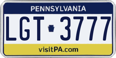 PA license plate LGT3777