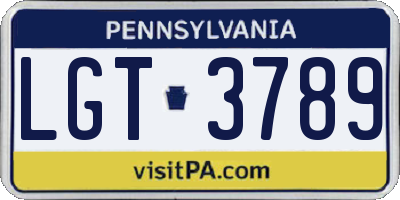 PA license plate LGT3789