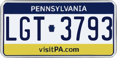 PA license plate LGT3793