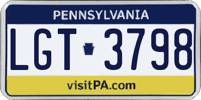 PA license plate LGT3798