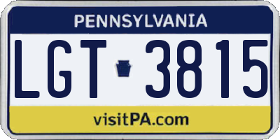 PA license plate LGT3815