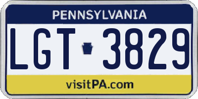 PA license plate LGT3829