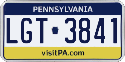 PA license plate LGT3841