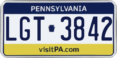 PA license plate LGT3842